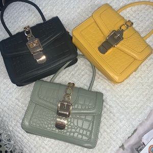 3 faux leather embossed mini handbags NWOT PRICE IS FIRM